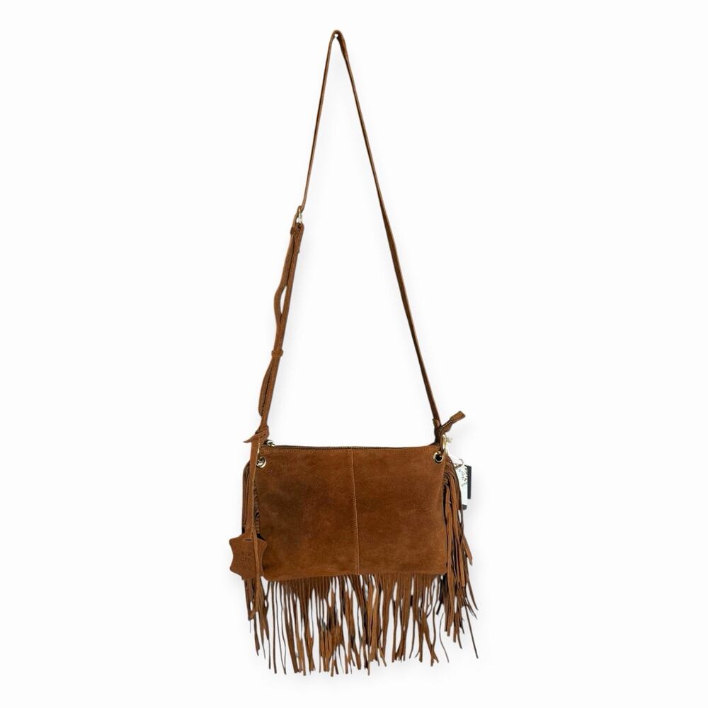 NWT Haute Hippie Suede Fringe Crossbody Bag Brown Boho Western Tassel Purse - Picture 6 of 7